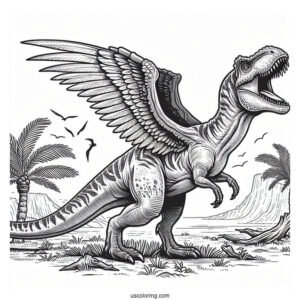 Dinosaur Coloring Page Of Detailed Roaring Tarbosaurus