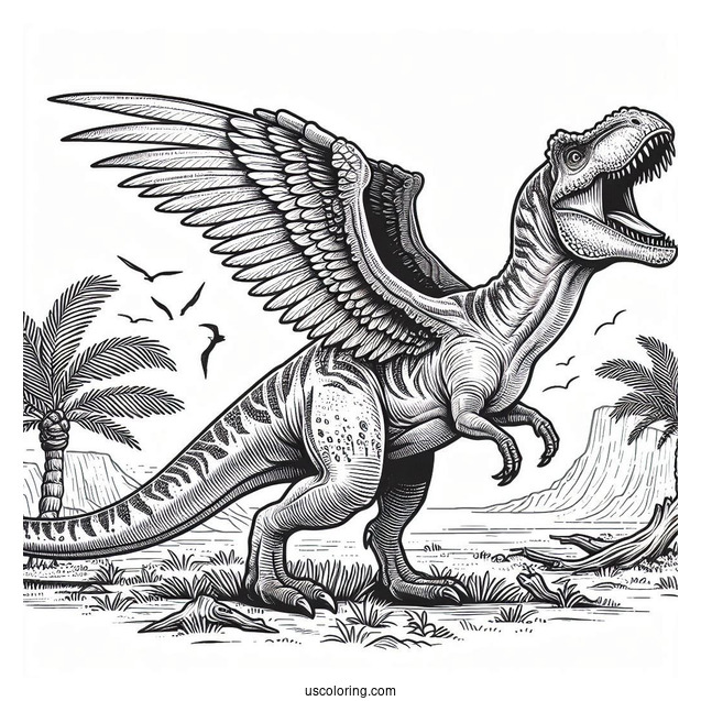 Dinosaur Coloring Page Of Detailed Roaring Tarbosaurus