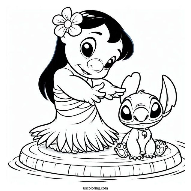 Lilo Showing Stitch How To Hula Dance Coloring Page