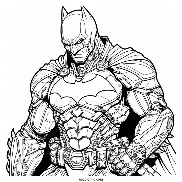 Coloring Sheet Of Batman In Armored Batsuit