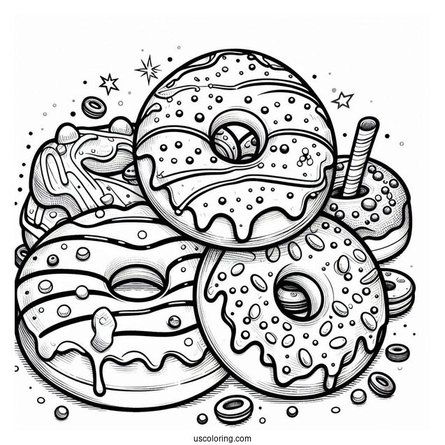 Donuts Coloring Page