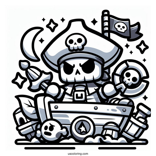 Brawl Stars Coloring Page Of Cursed Pirate On Boat