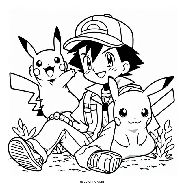 Ash And Pikachu To Color