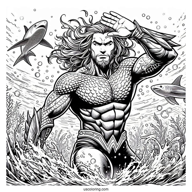 Mighty Aquaman Coloring Page Out Of The Water