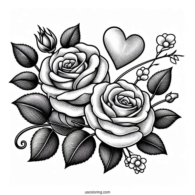 Two Roses With a Love Heart
