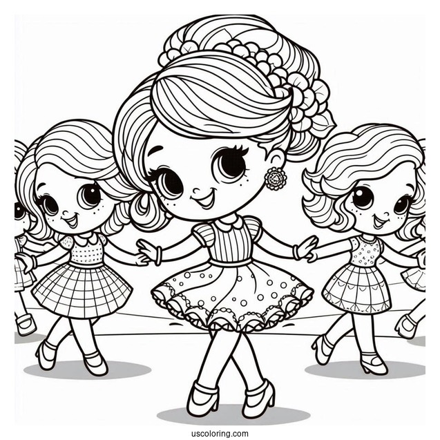 Polly Pocket Coloring Page Dancing With Friends