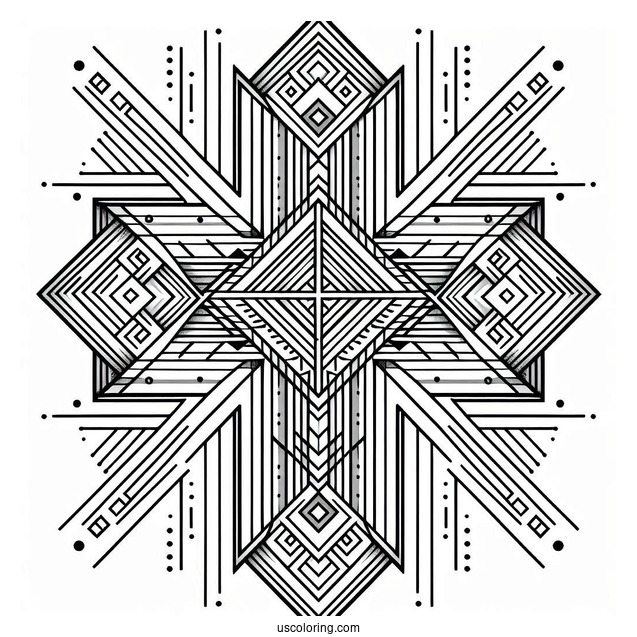 Geometric Cross Coloring Page