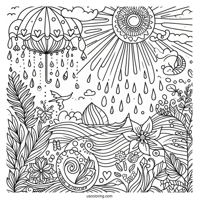 Here Comes The Sun Summer Coloring Page