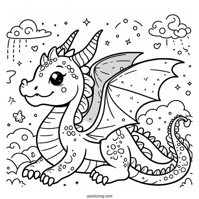 Coloring Page Of a Dragon For Toddlers