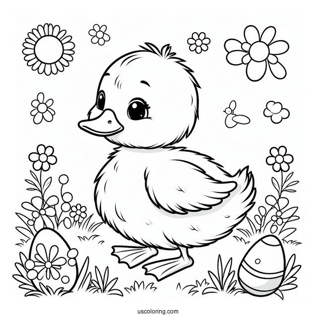 Simple Outline Of a Duckling To Color