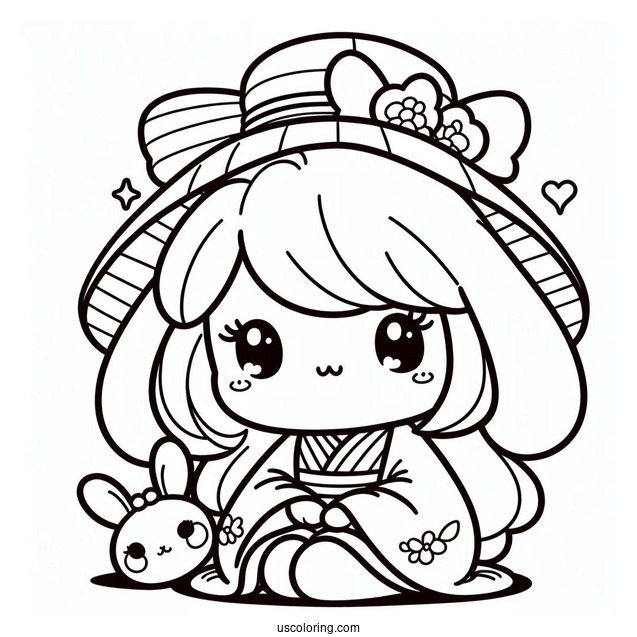 Sweet Pochacco And Pochamii Coloring Page For Kids
