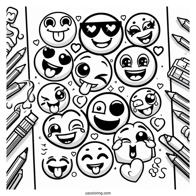 Full Page Of Emoji Coloring Page