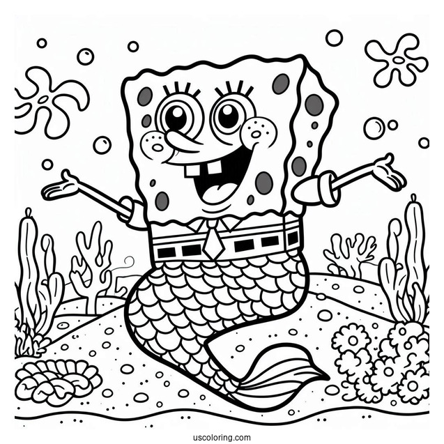 SpongeBob Coloring Page Mermaid Man