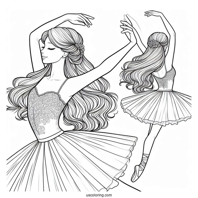 Ballerina With Long Hair Dancing