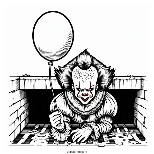 Evil Pennywise In The Sewers Holding A Balloon
