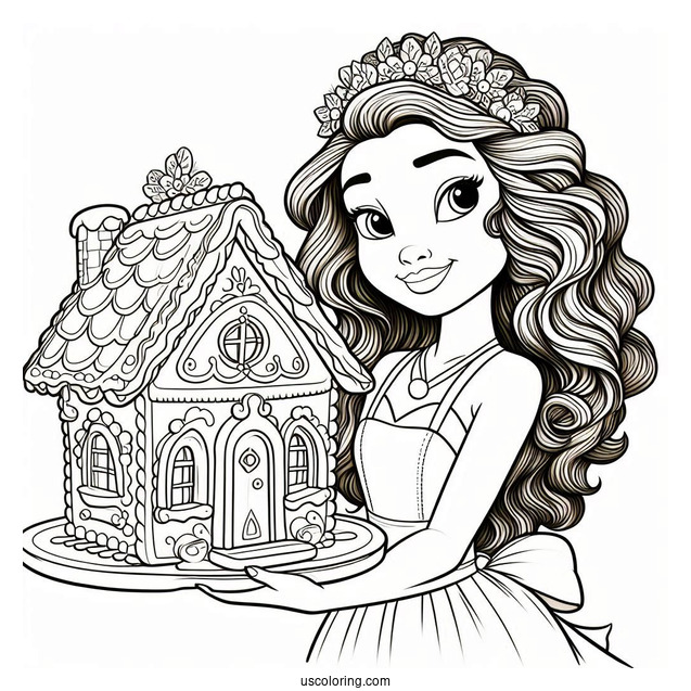 Tiana Holding Up Gingerbread House