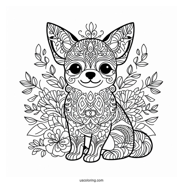 Chihuahua Coloring Page Mandala