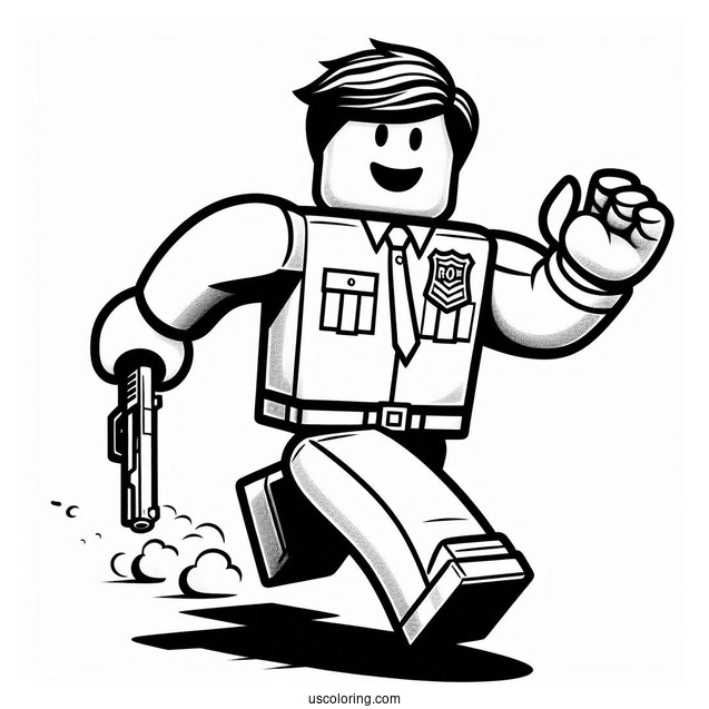 Roblox Man Running From Police Coloring Page