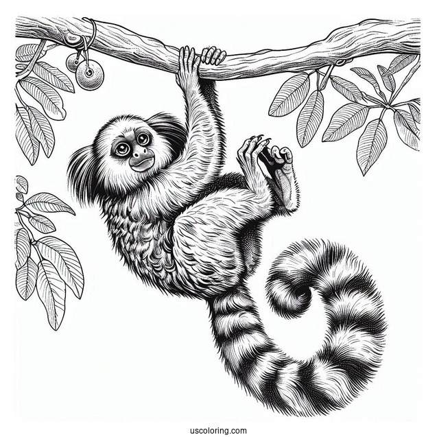 Mauro The Marmoset Hanging From A Branch