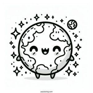 Happy Little Earth With Sparkling Background