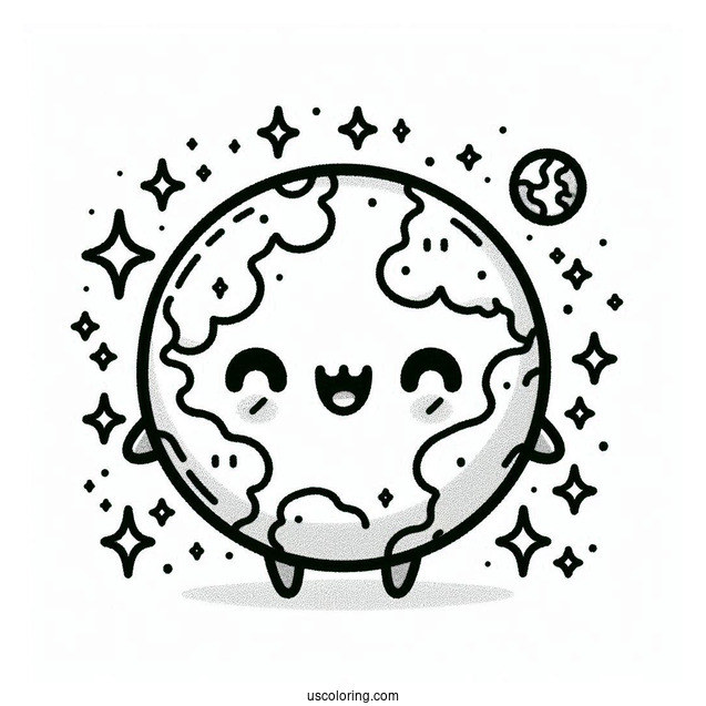 Happy Little Earth With Sparkling Background