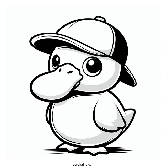 Psyduck Coloring Page Wearing A Cap