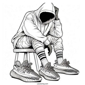 Man Wearing Yeezy Mono Safflower With Adidas Socks