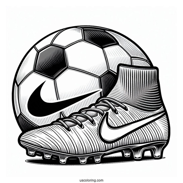 Nike Soccer Boots And Ball To Color
