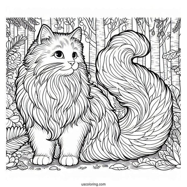 Norwegian Forest Cat Coloring Sheet