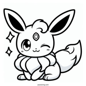Kawaii Sylveon Coloring Page Winking For Preschoolers