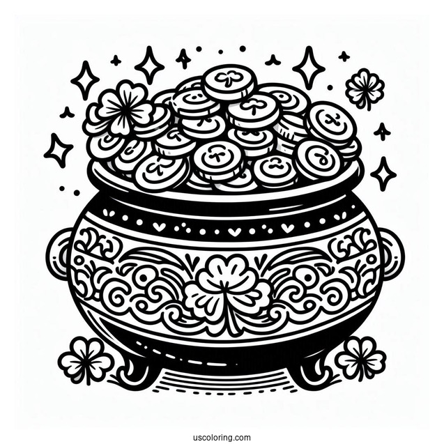 Large Pot Of Gold To Color