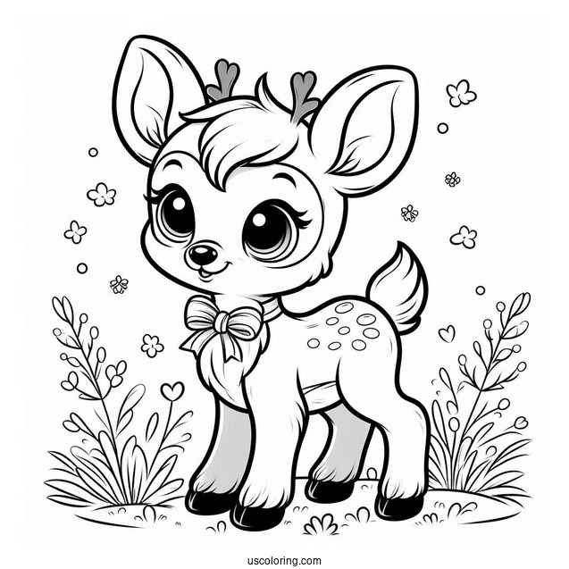 Baby Rudolph The Reindeer To Color