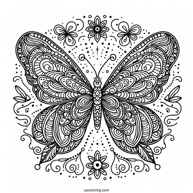Intricate Butterfly Coloring Page Mandala