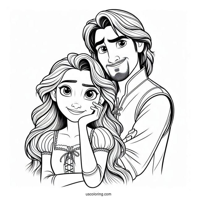 Eugene And Rapunzel Characters Coloring Page
