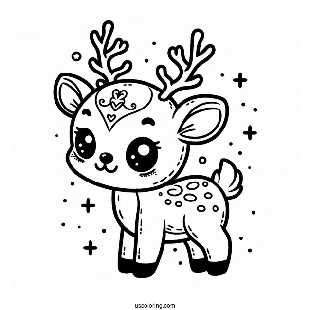 Coloring Page Of a Baby Reindeer For Preschoolers
