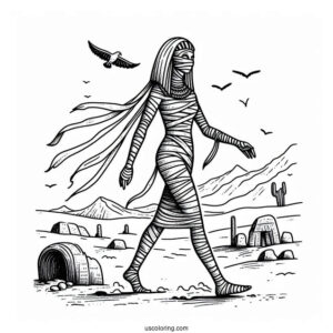 Egyptian Mummy Coloring Page Walking Out Of Tomb