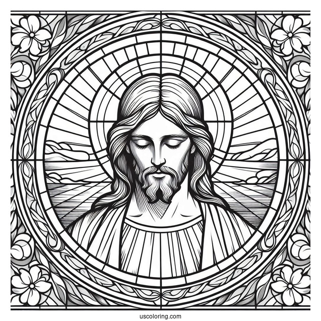 Jesus Stained Glass Coloring Sheet