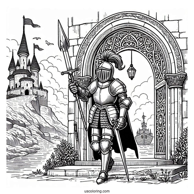 Detailed Knight Entering Castle
