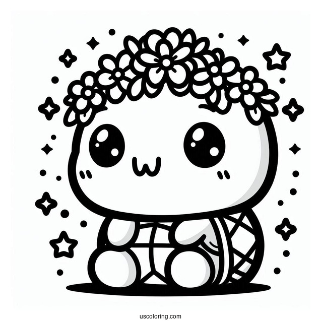 Kawaii Turtle Coloring Page