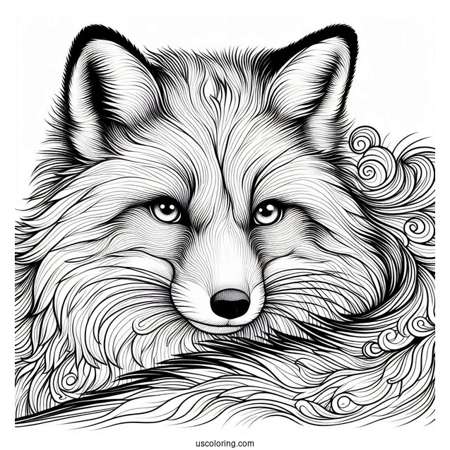 Male Fox Coloring Page With Detailed Fur