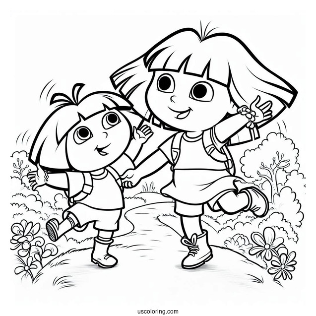 Dora And Boots Dancing On a Path