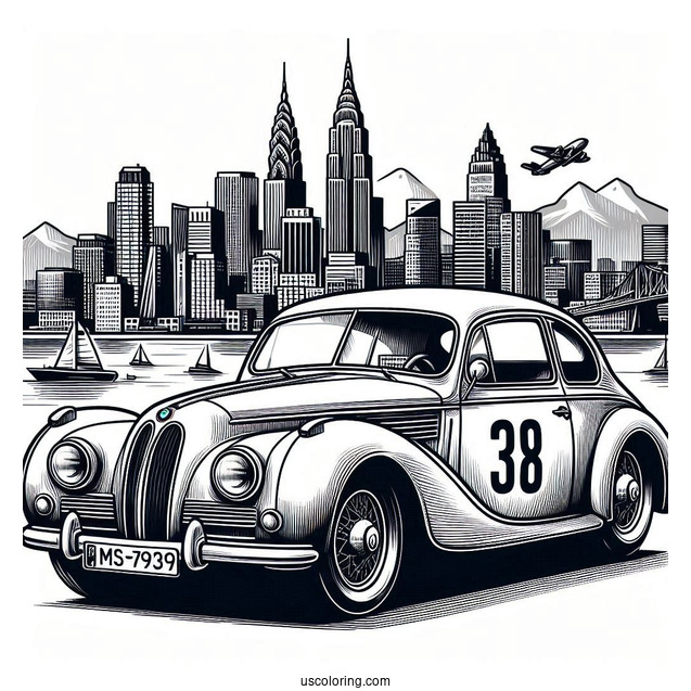 Vintage 328 BMW Coloring Page