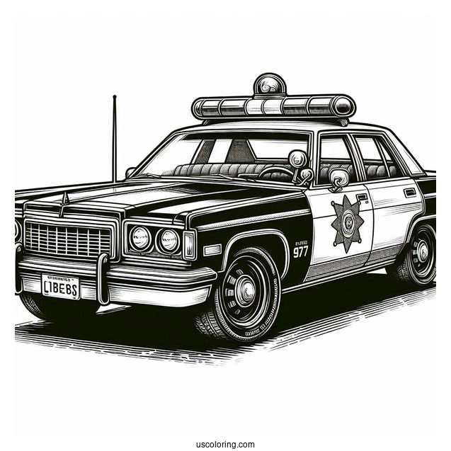 Old School Police Sheriffs Car To Color
