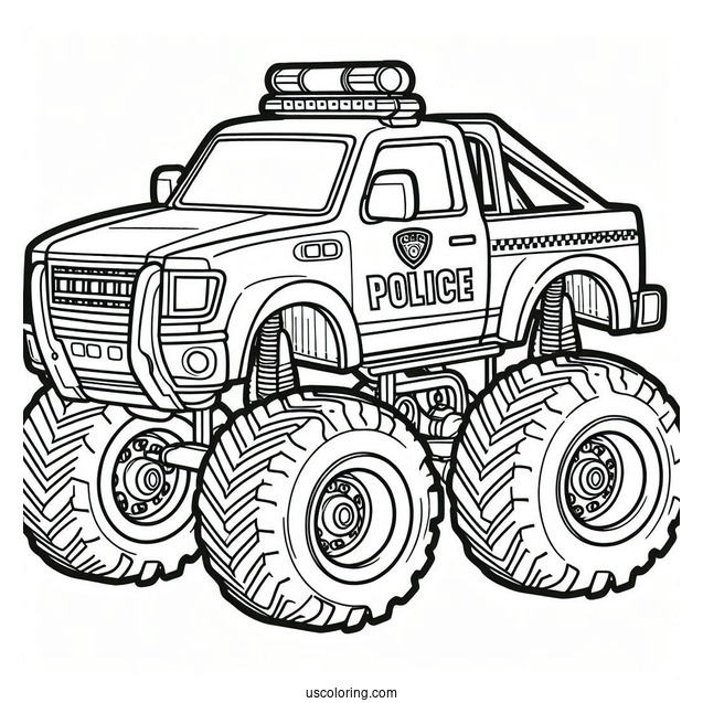 Police Monster Truck Coloring Page For Kids