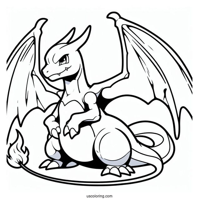 Easy Charizard Outline Coloring In For Kids