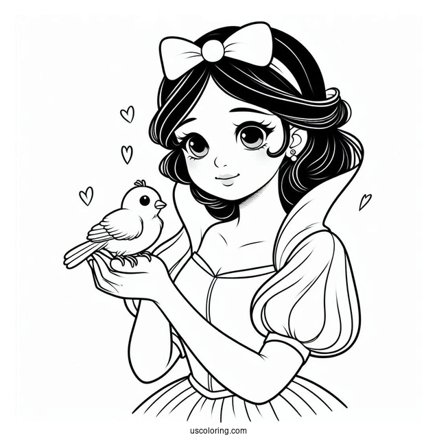 Snow White Holding a Baby Bird
