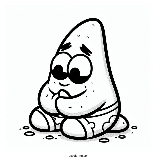 Patrick Star Coloring Page Kneeling On The Ground