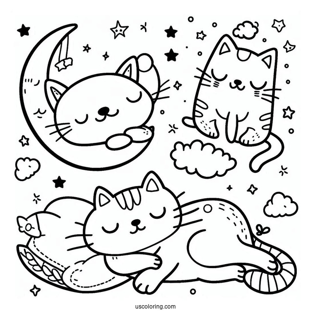 Smiling Critters Coloring Page Of Simple CatNap Outline