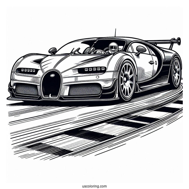 Bugatti Coloring Page Bolide On Race Track
