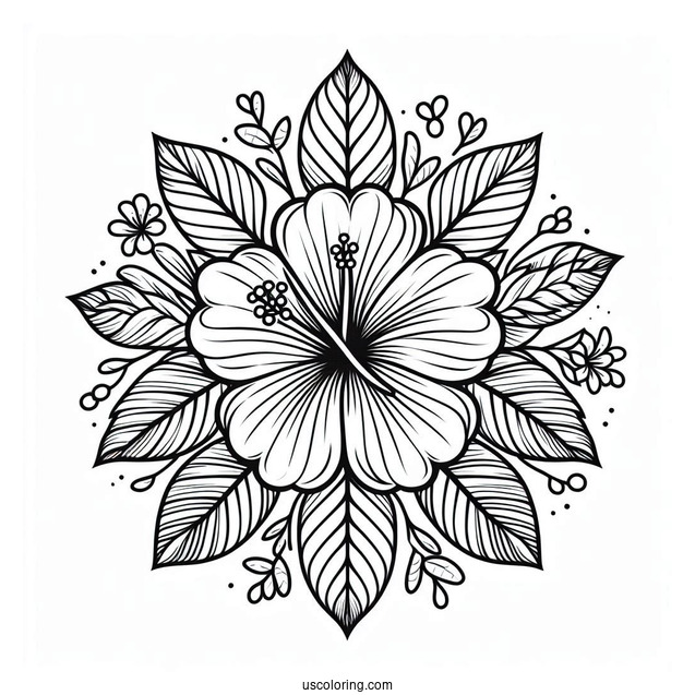 Hibiscus Flower Mandala Coloring Page